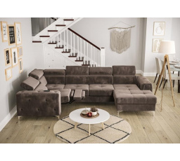Rohová sedacia súprava ORION MAX III, relax s funkciou spania 165x320x190 cm - hnedá, ľavá
