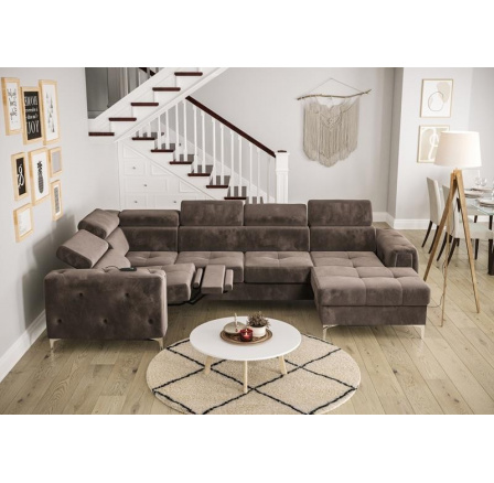 Rohová sedacia súprava ORION MAX III, relax s funkciou spania 165x320x190 cm - hnedá, ľavá Rohová sedacia súprava ORION MAX III, relax s funkciou spania 165x320x190 cm - hnedá, ľavá