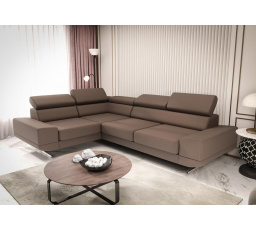 Rohová sedacia súprava MILANO II prírodná koža - Hnedá koža, ľavá