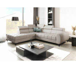 Rohová sedacia súprava PORTO prírodná koža 225x255 cm - sivá koža, ľavá