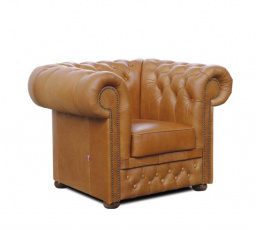 Kreslo Chesterfield Lord 1 koža koňak