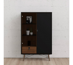 Vitrína RAIN, čierny mat/orech