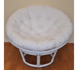 Ratanový papasan 100 cm biely, vankúš biely