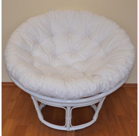 Ratanový papasan 100 cm biely, vankúš biely Ratanový papasan 100 cm biely, vankúš biely