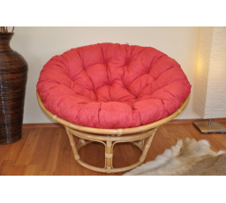 Ratanový papasan 115 cm medový - vankúš bordový
