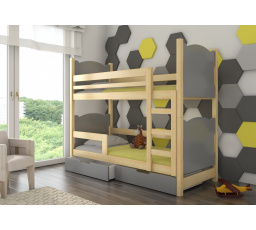 Dvojlôžková poschodová posteľ s matracmi MARABA Pine+Gray