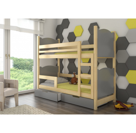 Dvojlôžková poschodová posteľ s matracmi MARABA Pine+Gray Dvojlôžková poschodová posteľ s matracmi MARABA Pine+Gray