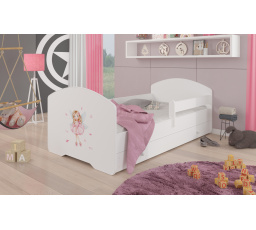 Posteľ s matracom, zábranou a šuplíkom PEPE GIRL WITH WINGS 140x70 Biela