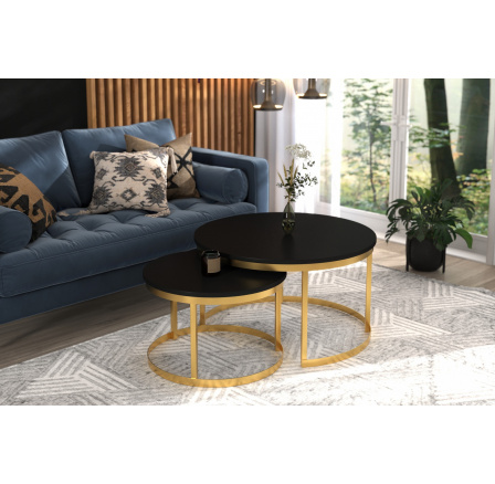 Konferenčný stolík 2v1 OKIN Zlatý+Čierny