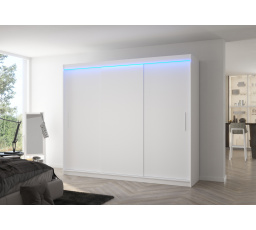 Posuvná skriňa s LED osvetlením ANTOS 250 Biela+Biela