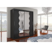 Šatní skriňa s posuvnými dverami a zrkadlom KANSAS 180 Čierna+Čierna