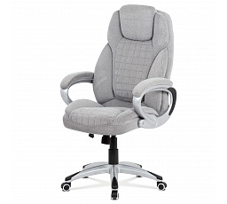 Kancelárske kreslo, sivá látka, strieborný plastový kríž, hojdací mechanizmus