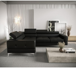Rohová sedacia súprava TOSCANIA 250x180 - čierna eko koža, ľavá