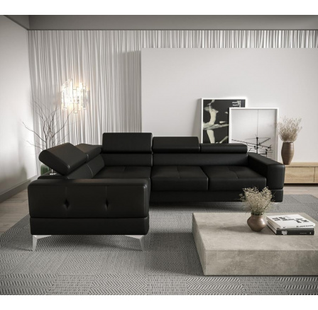 Rohová sedacia súprava TOSCANIA 250x180 - čierna eko koža, ľavá