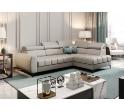 Rohová sedacia súprava PORTO MINI prírodná koža 170x255 cm - sivá koža, pravá