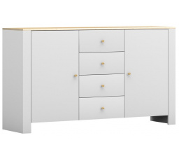 Komoda 2D4S AGAWA 06, Biela/Dub Hikora