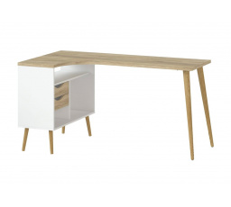 Rohový písací stôl Retro 450 biely/dub