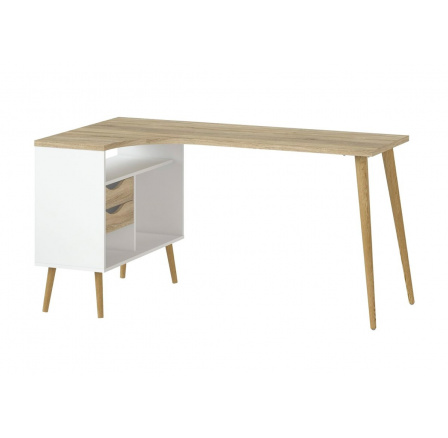 Rohový písací stôl Retro 450 biely/dub
