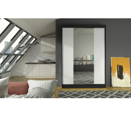 Šatníková skriňa LINORA II 120, Čierna/Biela