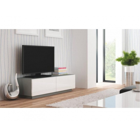 TV komoda LIVO RTV-160S - sivá+biely lesk - skladom TV komoda LIVO RTV-160S - sivá+biely lesk - skladom