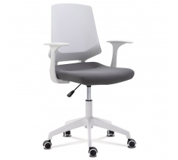 Kancelárska stolička, sedadlo sivá látka, biely PP plast, výškovo nastaviteľná