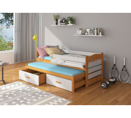 Manželská posteľ so zábranou a matracom TIARRO 180x80 jelša+sivá