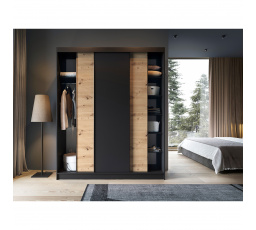 Posuvná skriňa ESVILLE III, Dub Artisan/Čierna Matná