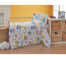 Krepové detské obliečky do malej postieľky 90x135, 45x60 cm Mestečko zipsový uzáver