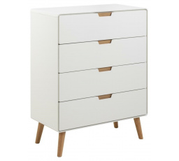 Komoda Lowell so 4 zásuvkami biela