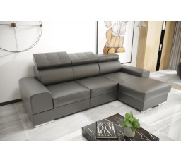 Rohová sedacia súprava ROYAL MINI 260×160 prírodná koža - sivá koža, pravá