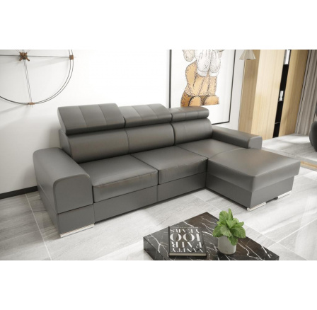 Rohová sedacia súprava ROYAL MINI 260×160 prírodná koža - sivá koža, pravá Rohová sedacia súprava ROYAL MINI 260×160 prírodná koža - sivá koža, pravá