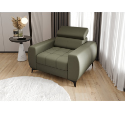 Kreslo PORTO 110 cm prírodná koža - Koža šedo-olivová