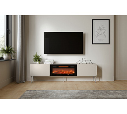 TV komoda RAFAEL 200 EF s elektrickým krbom, kašmír