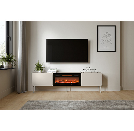TV komoda RAFAEL 200 EF s elektrickým krbom, kašmír