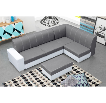 Rohová sedacia súprava MINISTER s Taburetom, Inari 91 + Soft 017, Pravá