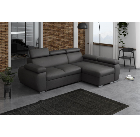 Rohová sedacia súprava Bodie pravá tmavosivá