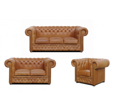 Sedacia súprava Chesterfield Lord 3+2+1 koža koňak Sedacia súprava Chesterfield Lord 3+2+1 koža koňak