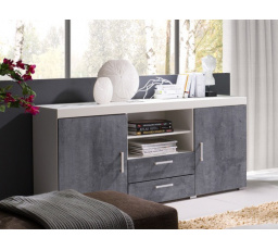 Komoda SAMIR R5, Biela/Betón