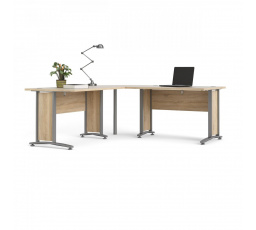 Rohový písací stôl OFFICE 80400/303, Dub sonoma/Strieborná