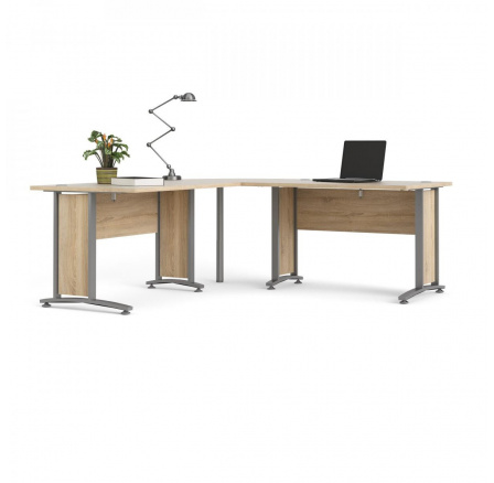 Rohový písací stôl OFFICE 80400/303, Dub sonoma/Strieborná Rohový písací stôl OFFICE 80400/303, Dub sonoma/Strieborná