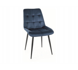 ELEGANTNÁ MONOLITICKÁ STOLIČKA ČIERNY RÁM / TMAVOMODRÁ 77