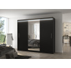 Posuvná skriňa so zrkadlom a LED osvetlením DENIS 250 Čierna+Čierna