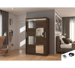Posuvná skriňa so zrkadlom a LED osvetlením LUGANO 120 Choco+Choco