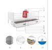 Detská posteľ KUBUS 80x190 cm so zásuvkou, s matracom, Biela/Biela