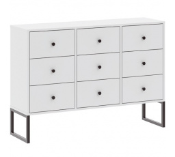 Komoda LINEA 9S, Biela/Čierna