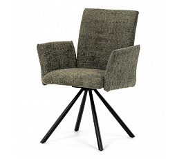 Jedálenská stolička, zelená látka, čierny kov, otočný mechanizmus 90°/90° (L/P) - funkcia reset