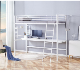 Poschodová posteľ s písacím stolom 90x200 biela LM6-FXJG