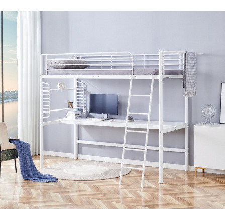 Poschodová posteľ s písacím stolom 90x200 biela LM6-FXJG