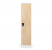 Kovová skriňa policová Eco Design ALEX, 450 x 1850 x 400 mm, Biela/ dub sonoma