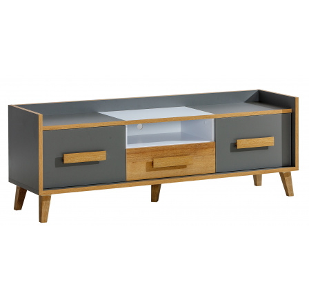 TV komoda WERSO - W7, Biela Brilliant+Antracit+Rivera